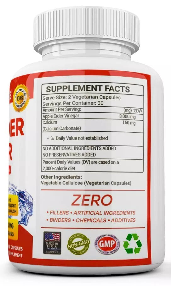 3 X Pure APPLE CIDER VINEGAR ACV 3000mg PURE WEIGHT LOSS FAT BURNER Diet Pills(180 Capsules)