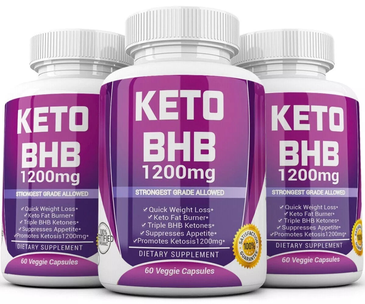 3 X KETO BHB 1200mg PURE Ketone FAT BURNER Weight Loss Diet Pills Ketosis(180Capsules)