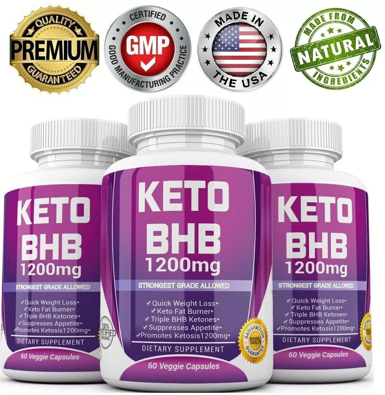 3 X KETO BHB 1200mg PURE Ketone FAT BURNER Weight Loss Diet Pills Ketosis(180Capsules)