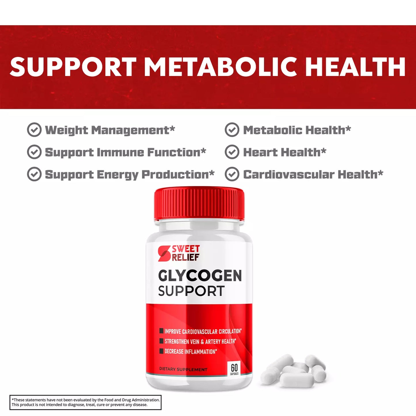 Sweet Relief Glycogen Support Capsules, Sweet Relief (3 Pack) (180 Capsules)
