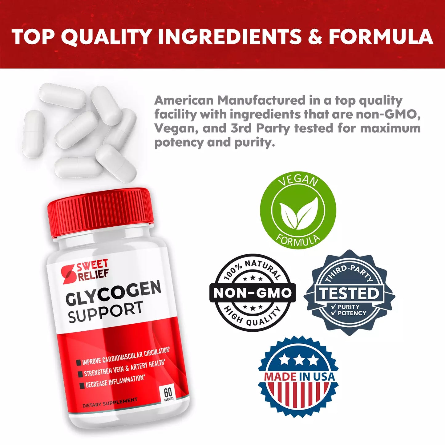 Sweet Relief Glycogen Support Capsules, Sweet Relief (3 Pack) (180 Capsules)