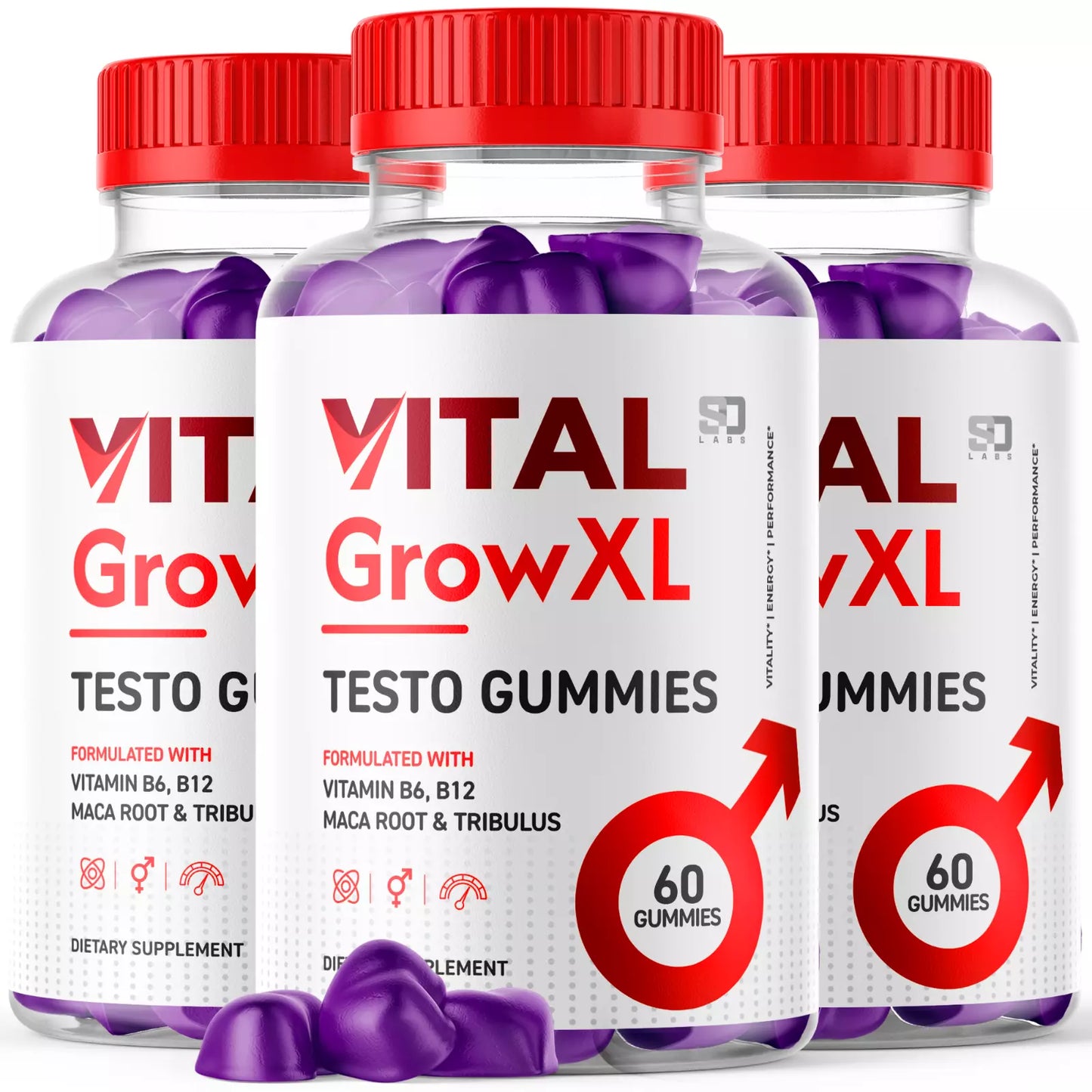 Vital Grow XL Gummies For Men - Advanced Formula Vitamin Supplement(3 Pack)(180CT)